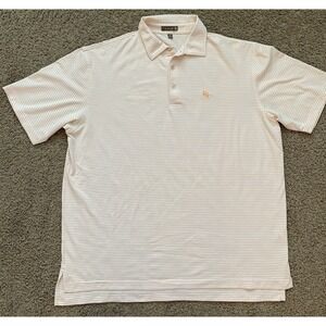 Peter Millar Summer Comfort Men's Polo White Orange Stripes‎ Size XL
